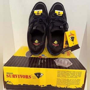 Herman Survivors Men’s Leather Upper Slip Resistant Black /blue Sneakers Size 9